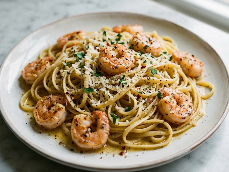 Lemon Garlic Parmesan Shrimp Pasta