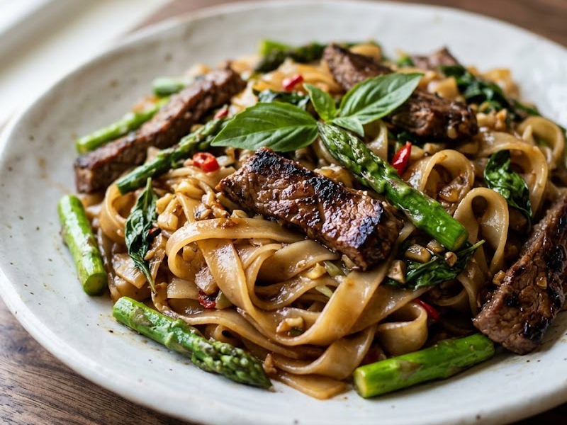 Thai Basil Beef with Rice Noodles