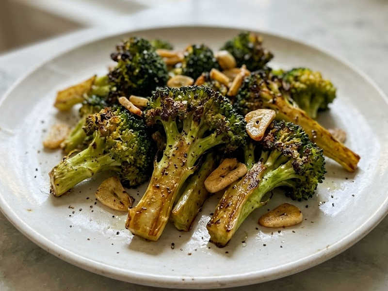 Skillet Browned Broccoli with Pan Toasted Garlic
