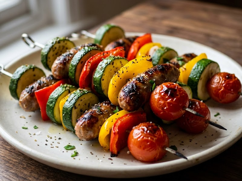 Sausage & courgette kebabs