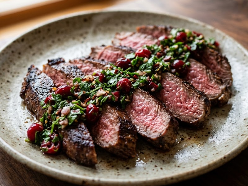 Steak with Cocoa Cranberry Chimichurri
