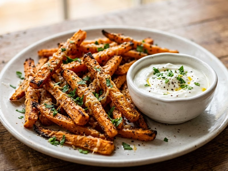Garlic Parmesan Baked Carrot Fries