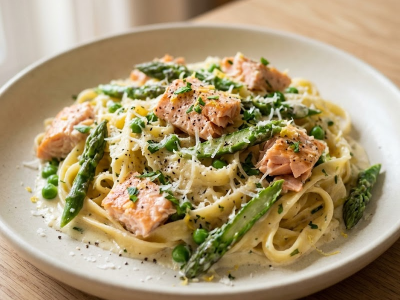Spring Salmon Fettuccine