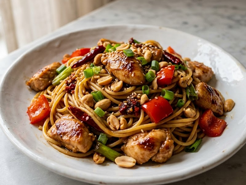 Kung Pao Chicken Spaghetti (CPK Copycat)
