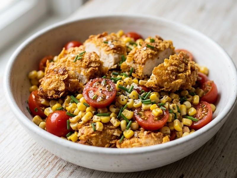 Crispy Chicken With Corn Salad