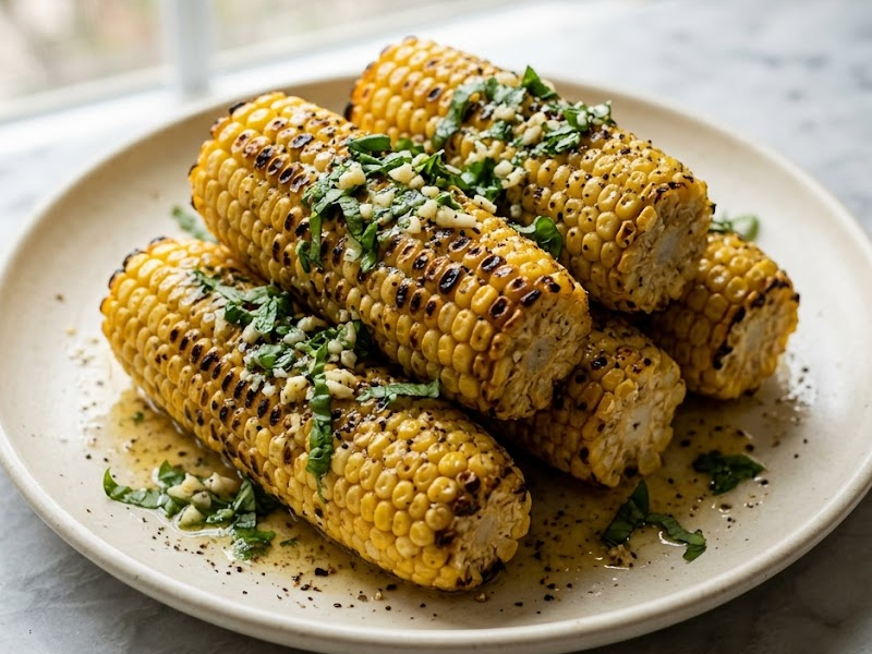 Grilled Corn with Basil Butter