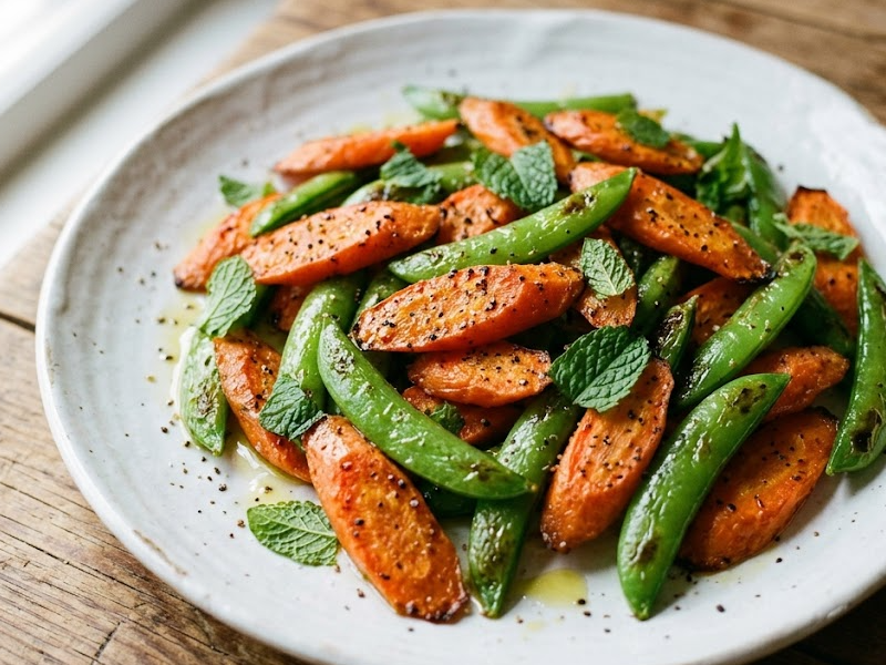 Roasted Carrots and Snap Peas