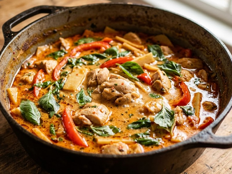 Red Curry Chicken with Basil
