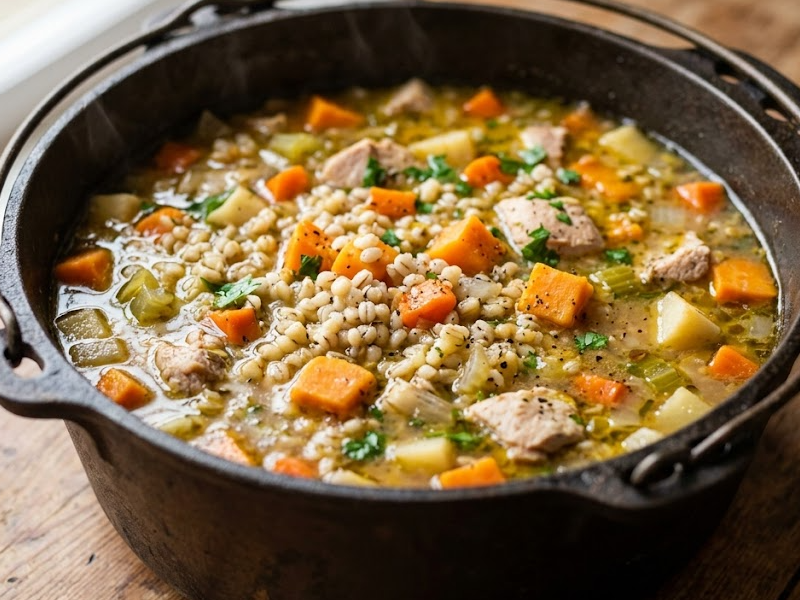 New England Soup Factory's Sweet Potato Chicken Barley Soup