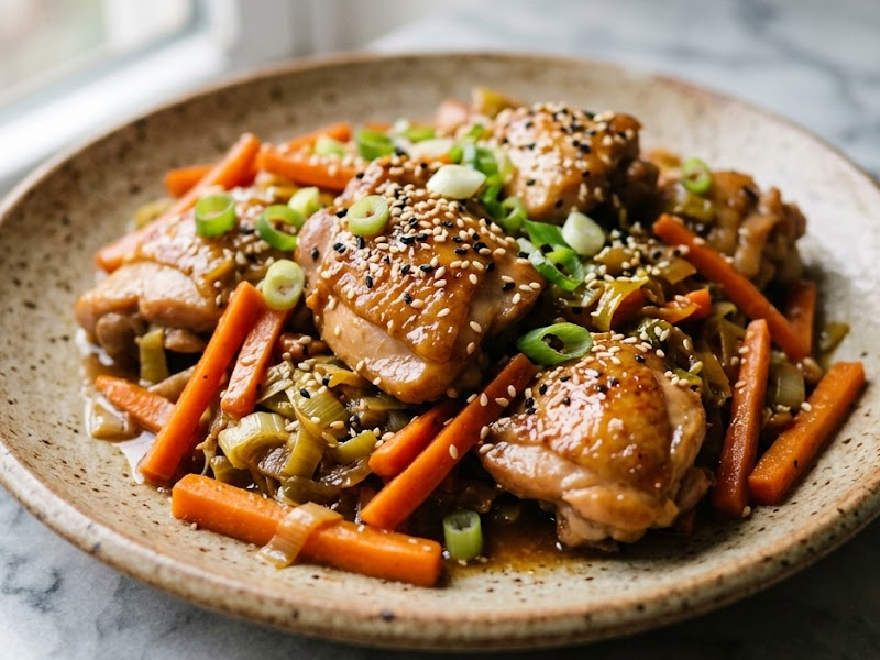 Sesame Ginger Chicken & Leek Stir Fry