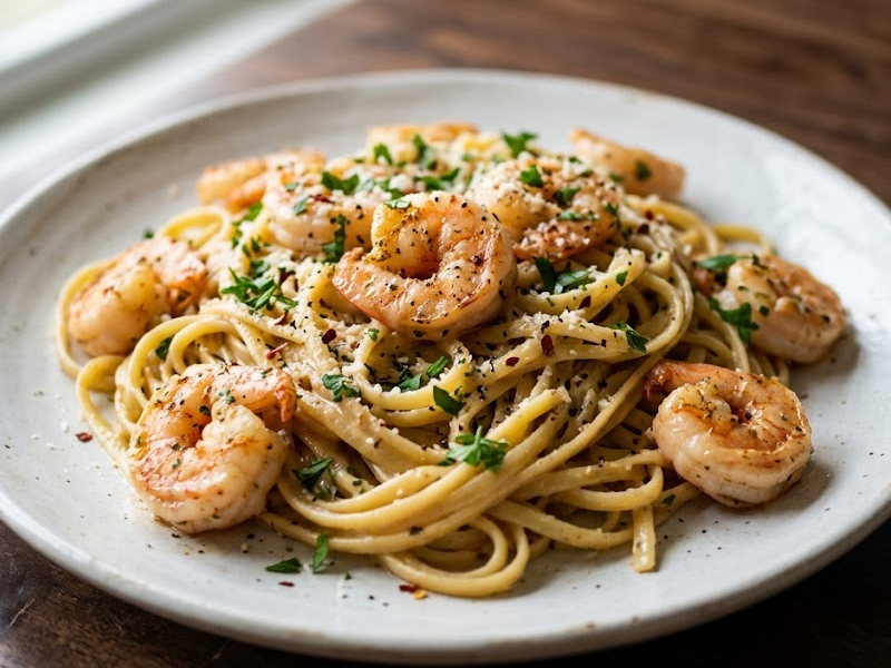 Shells Shrimp and Garlic Pasta