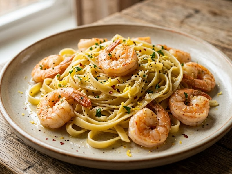 Lemon Garlic Shrimp Fettuccine
