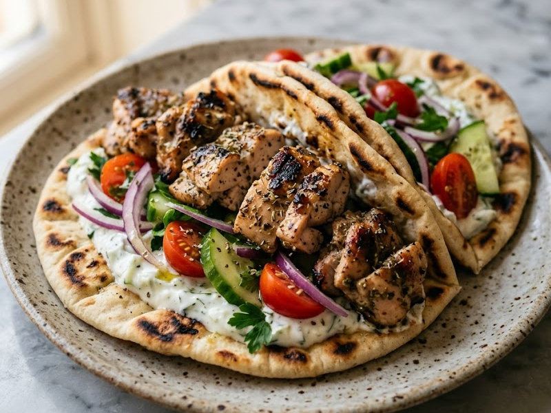 Greek Chicken Gyros with Tzaziki