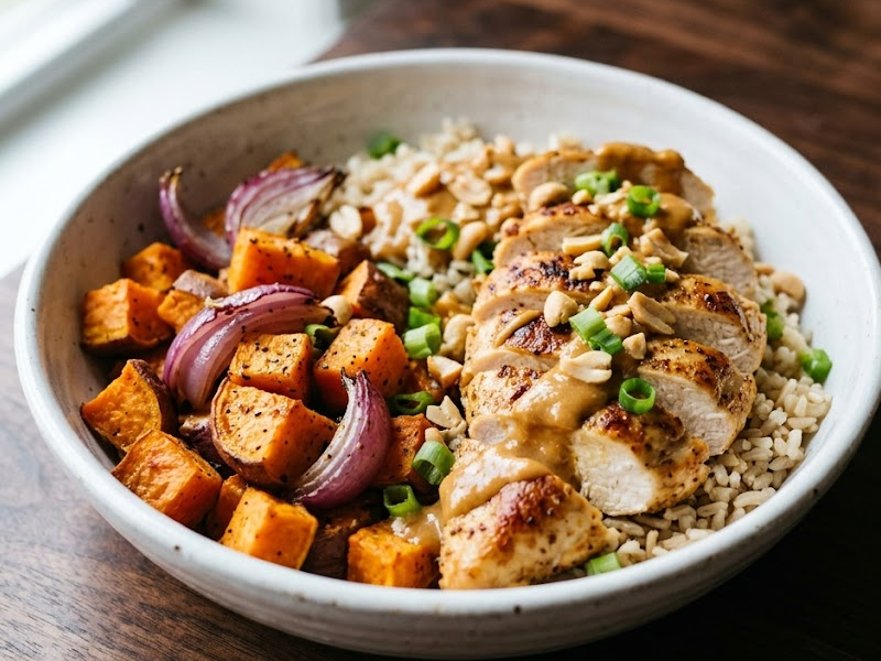 Peanut Chicken Protein Bowls