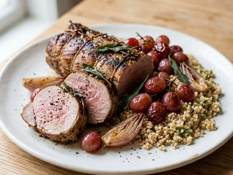 Roasted Pork Tenderloin with Grapes and Sage