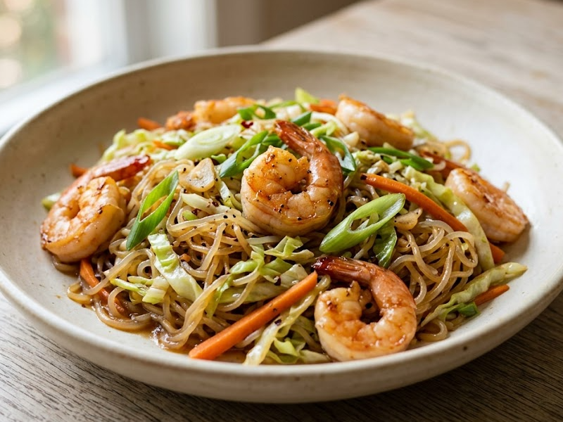 15-minute Stir-fried Shrimp Shirataki Noodles