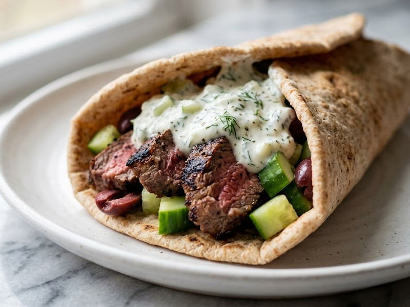 Tzatziki-Sauced Greek Steak Wraps