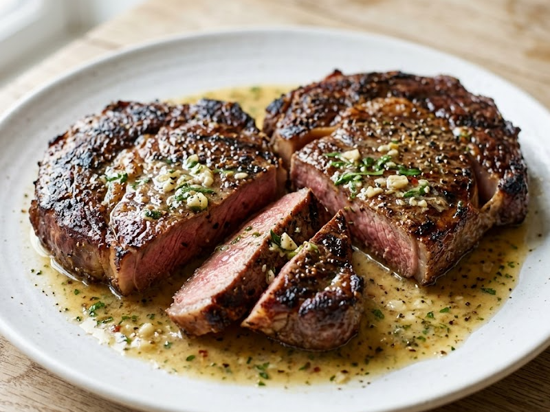 Hickory Planked Ribeye Steaks with Cowboy Butter