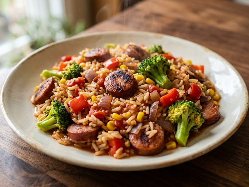Sausage, Broccoli and Rice Skillet