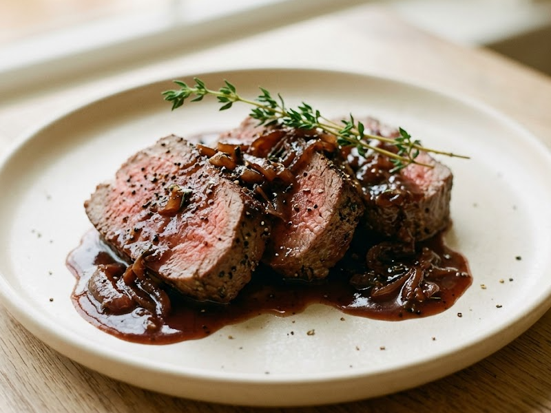 Beef Tenderloin with Red Wine Sauce