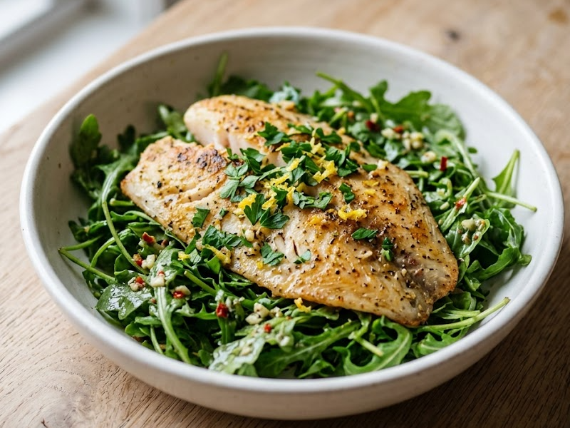 Tilapia with lemony herb salad