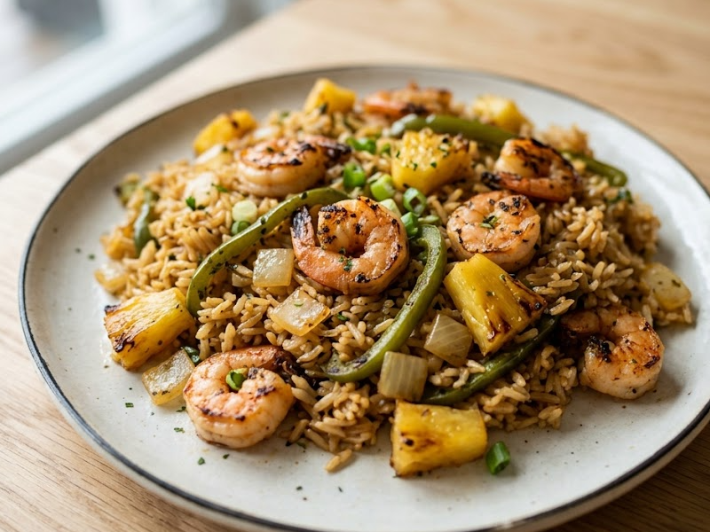 Pineapple Shrimp Rice Bake