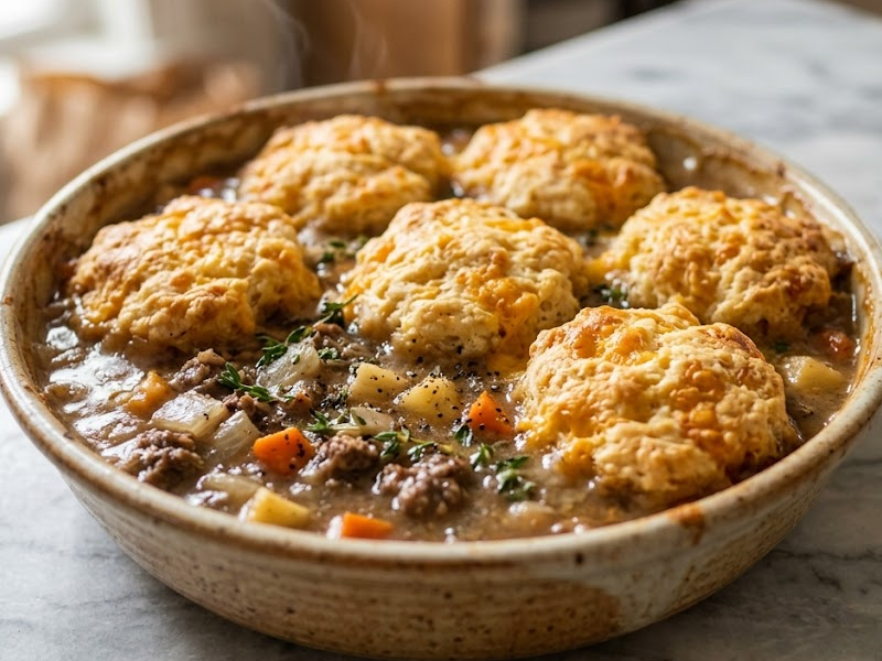 Beef-and-Vegetable Potpie with Cheddar Biscuits