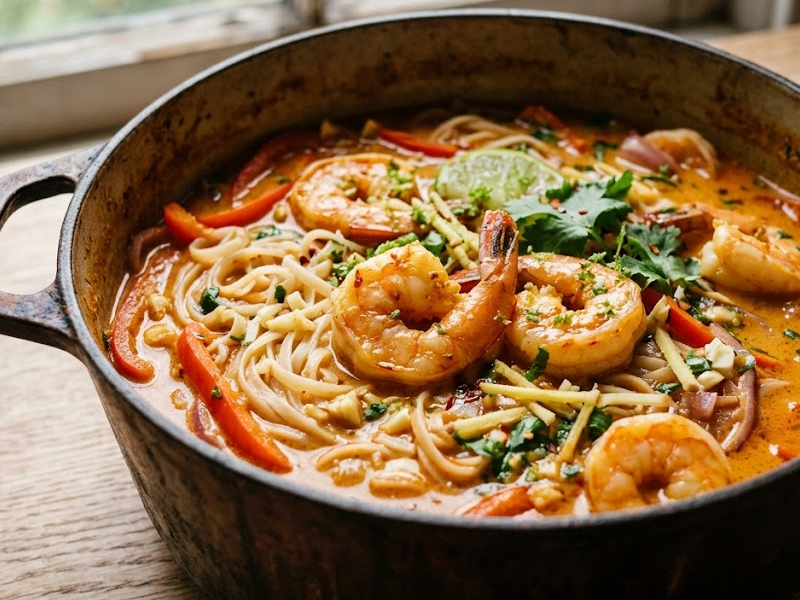 Thai Coconut Curry Shrimp Noodle Soup