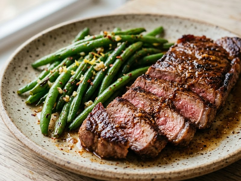 Lemon-Garlic Steak & Green Beans
