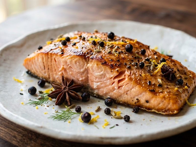 Gin cured salmon with citrus and star anise