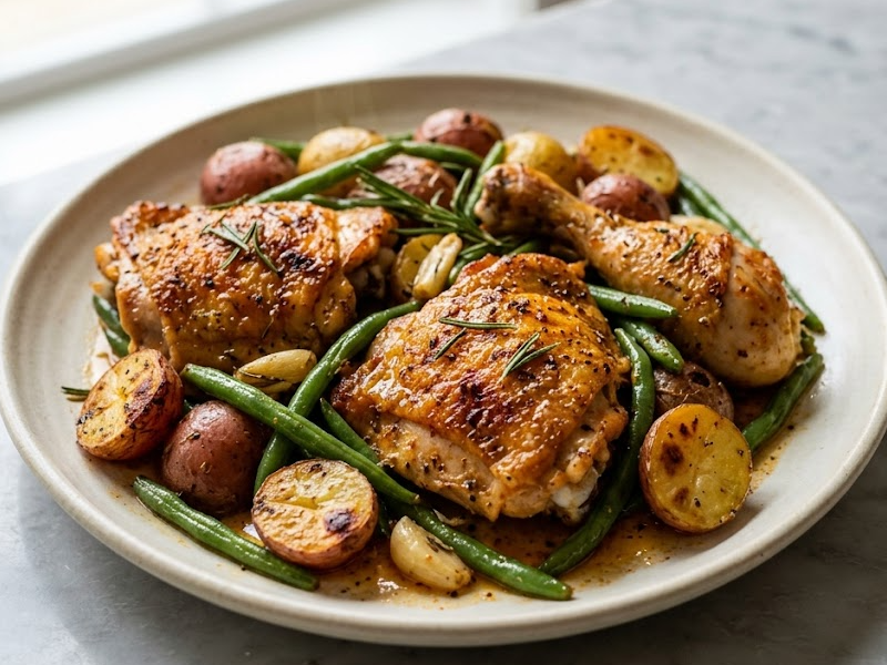 Rosemary Chicken with Potatoes and Green Beans
