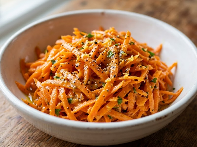 French Grated Carrot Salad with Lemon Dijon Vinaigrette