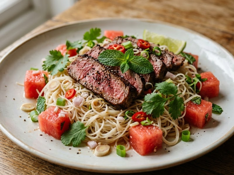Seared Steak with Minted Watermelon