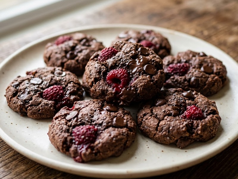 Raspberry Chia Dark Chocolate Cookies
